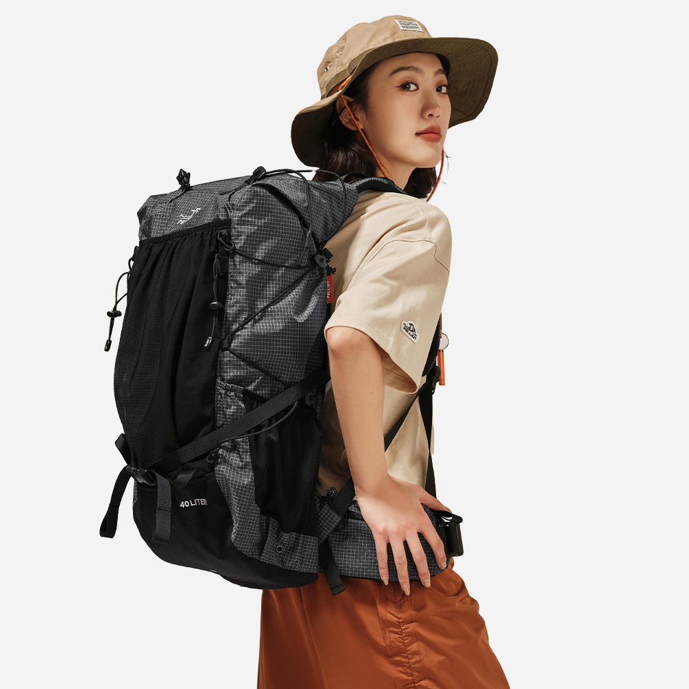 PELLIOT Sac à dos de randonnée Unisexe Voyage Camping Étanche Durable – Spacieux et robuste pour les randonnées de plusieurs jours, Gris roche, 40 L