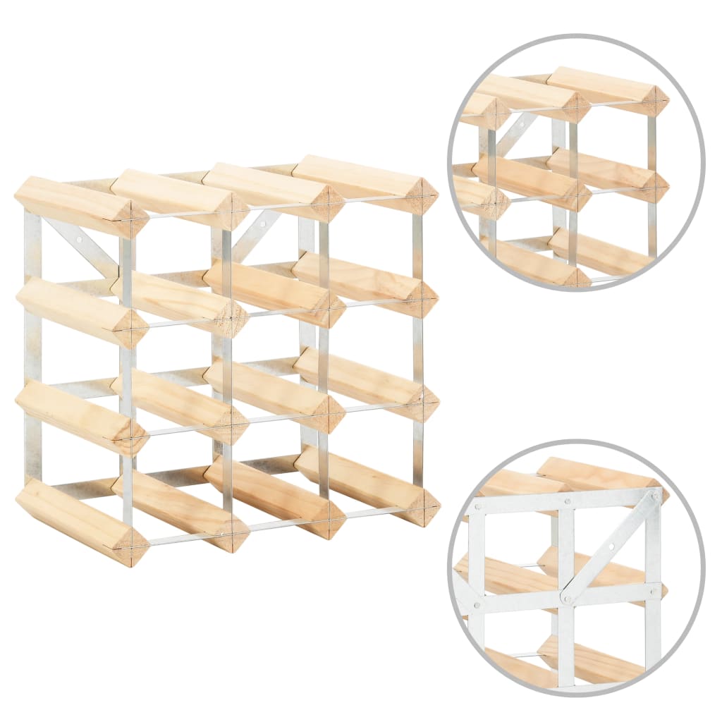 Casier à vin combiné autoportant en bois et acier galvanisé à 3×3 compartiments pour 12 bouteilles, adapté au bar de maison et à la cuisine