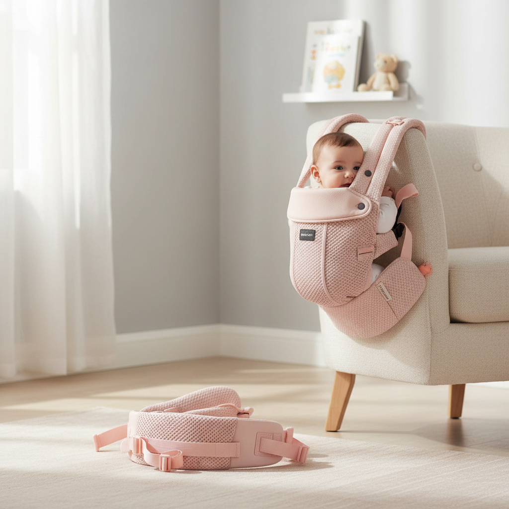 Momcozy Porte-bébé en maille respirante, Conception ergonomique, Léger et facile à utiliser, Pour 3,2-20 kg, Soutien lombaire renforcé, Confort toute la journée, Mains libres, Rose, Cadeaux pour maman