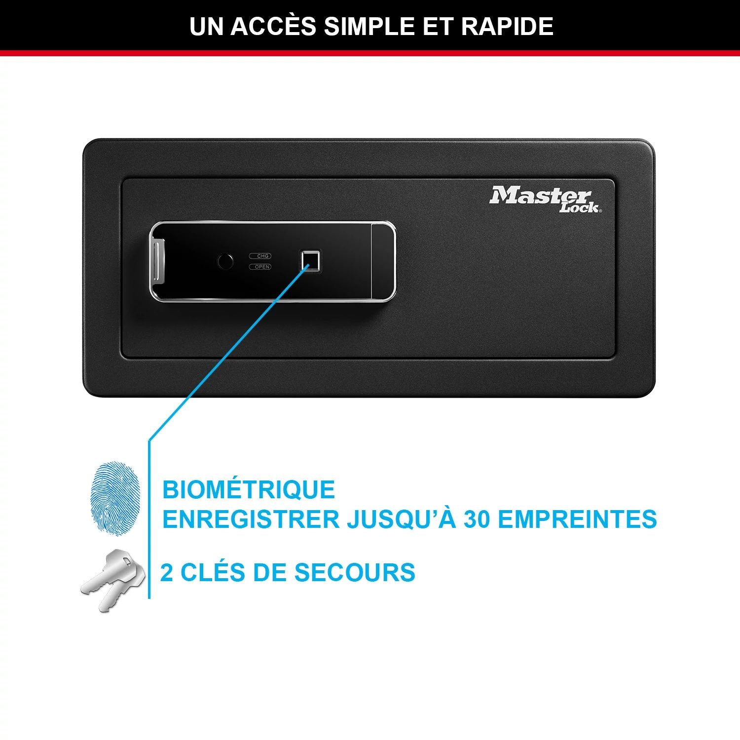 Master Lock LX110BEURHRO Biometric Security Safe for Valuables, Black, 19,5 x 43 x 37 cm