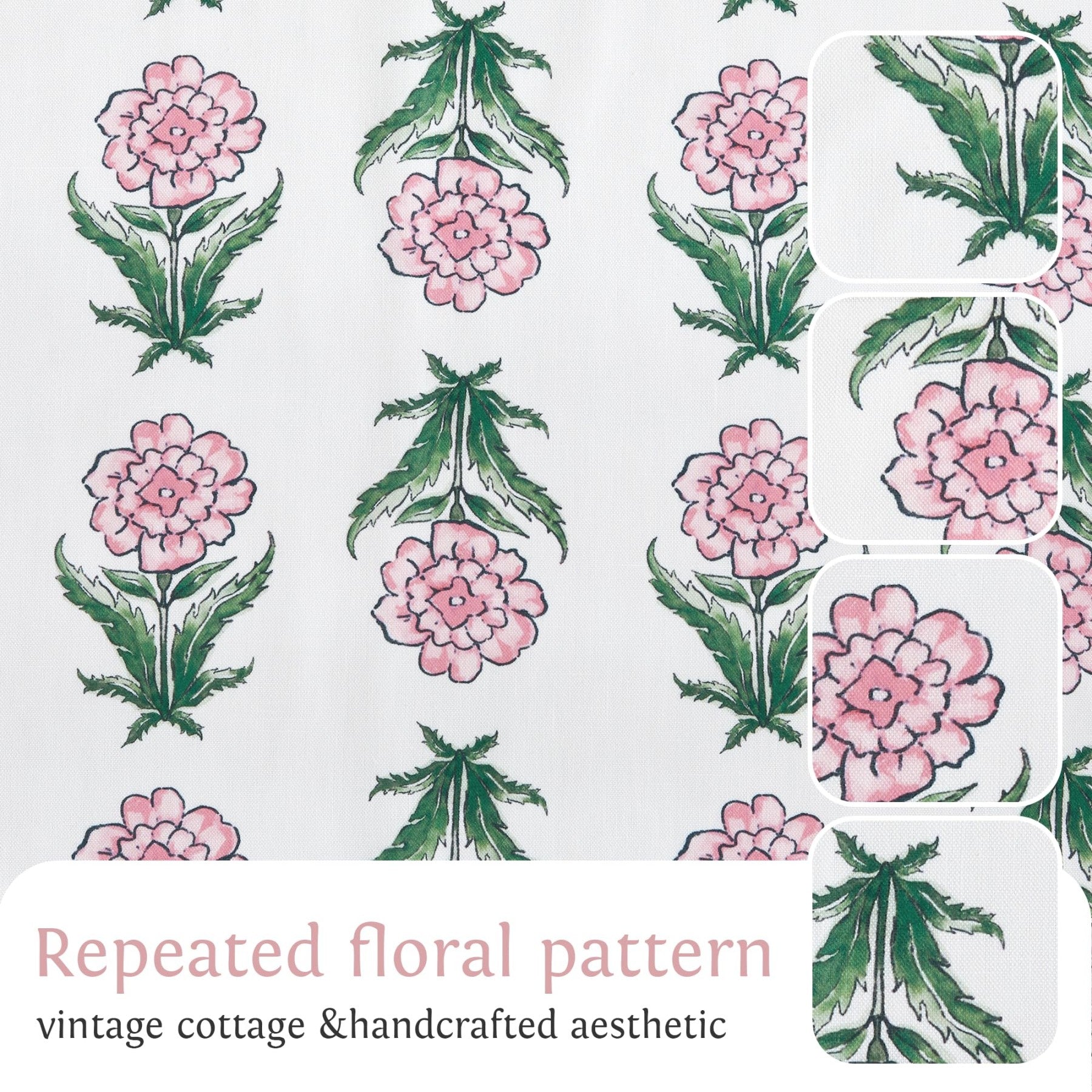PONY DANCE Rideaux en Lin Floral pour Salon Épais et Durables Mélange Coton-Lin, Panneaux de Fenêtre Verticaux Intimité Bohème avec Pompons pour Chambre/Maison de Campagne, 2 Panneaux