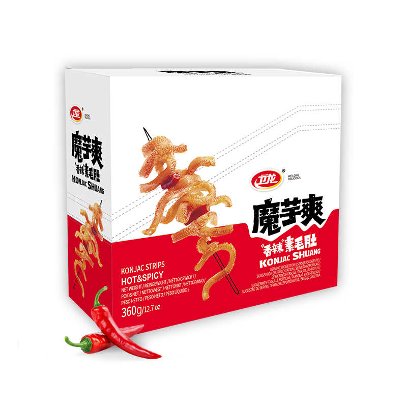 Wei Long Lamelles de konjac de tripes végétales épicées - 20 x 18 g