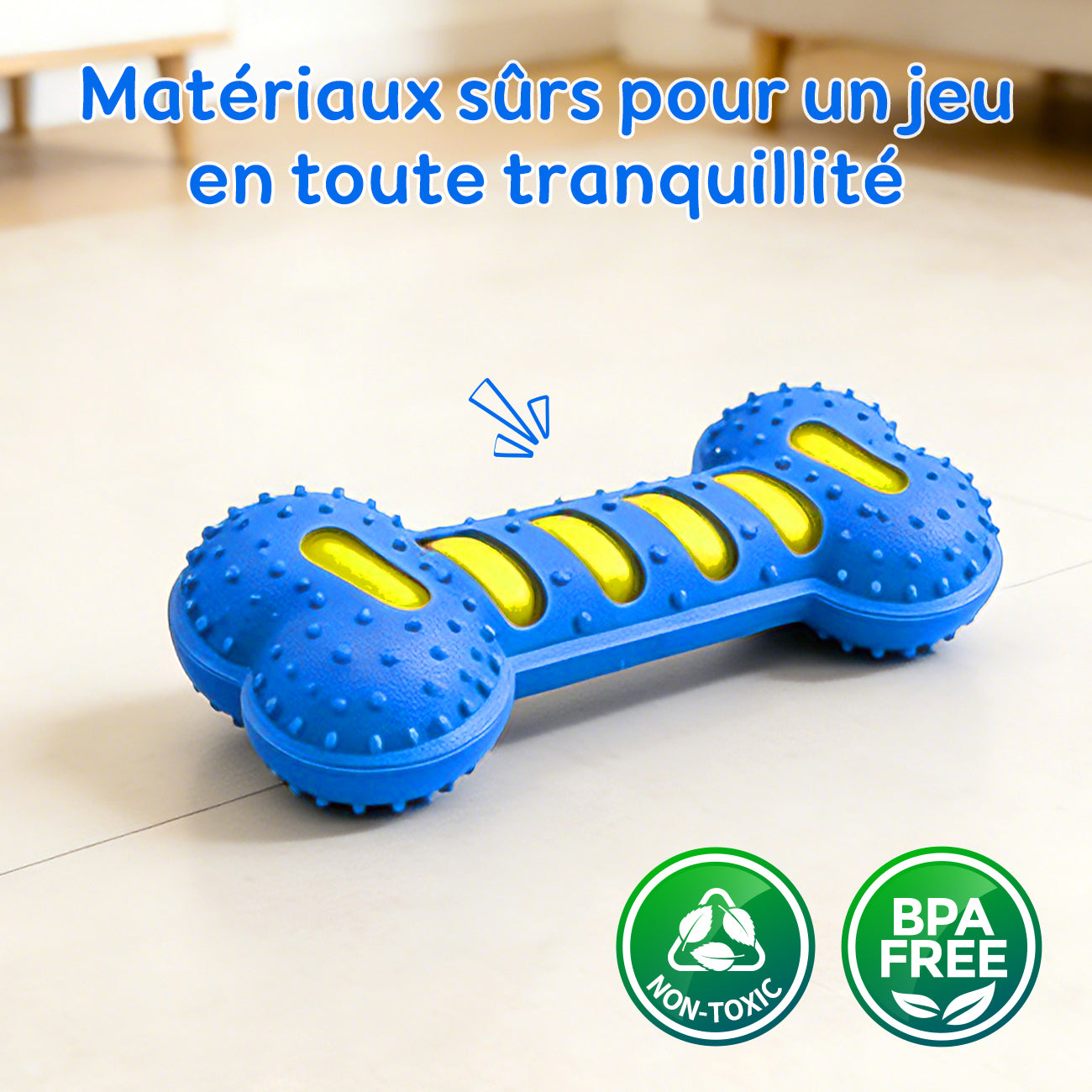 BLINKIT Jouet sonore os en TPR et PVC pour petits et moyens chiens