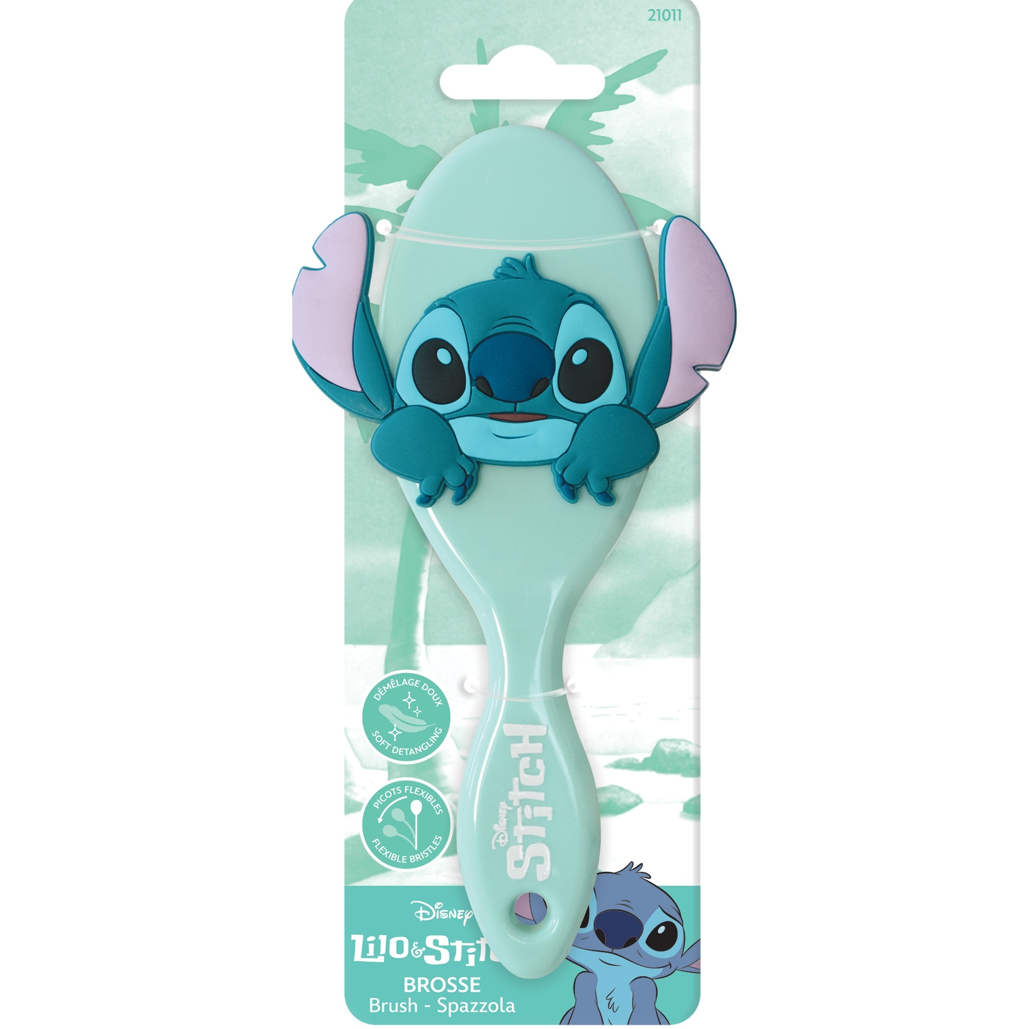 DISNEY Brosse à Cheveux Démêlage Douce Stitch Picots Flexibles - 1 unité