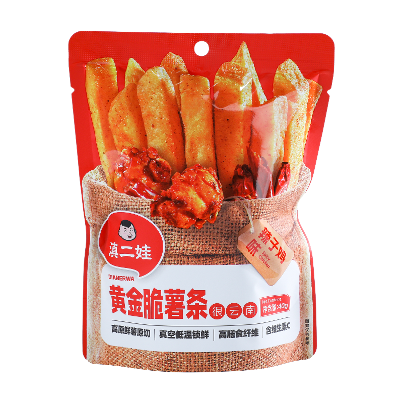 Dianerwa Bâtonnets de Pommes de Terre Dorés Croustillants (Saveur Poulet Épicé), 40 g