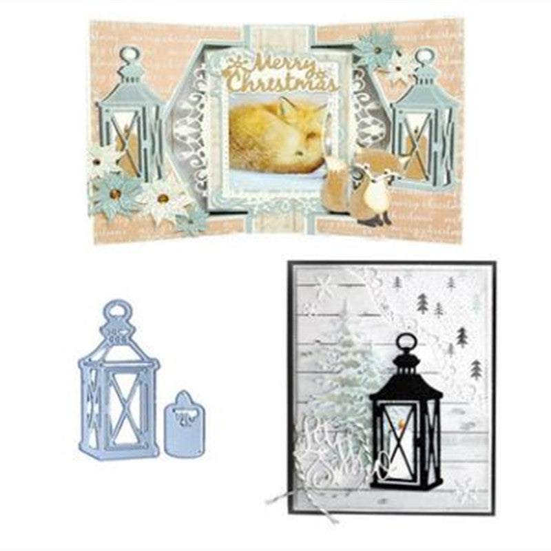 WhereHike Matrices de découpe en métal argentées motif lampe ajourée Pochoir d’embossage Modèle de scrapbooking pour cartes d’anniversaire et album Découpe et embossage Découpes de scrapbooking
