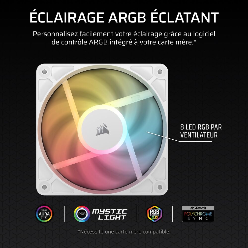 CORSAIR RS120-R ARGB White, 120mm ARGB Fan, Triple Pack