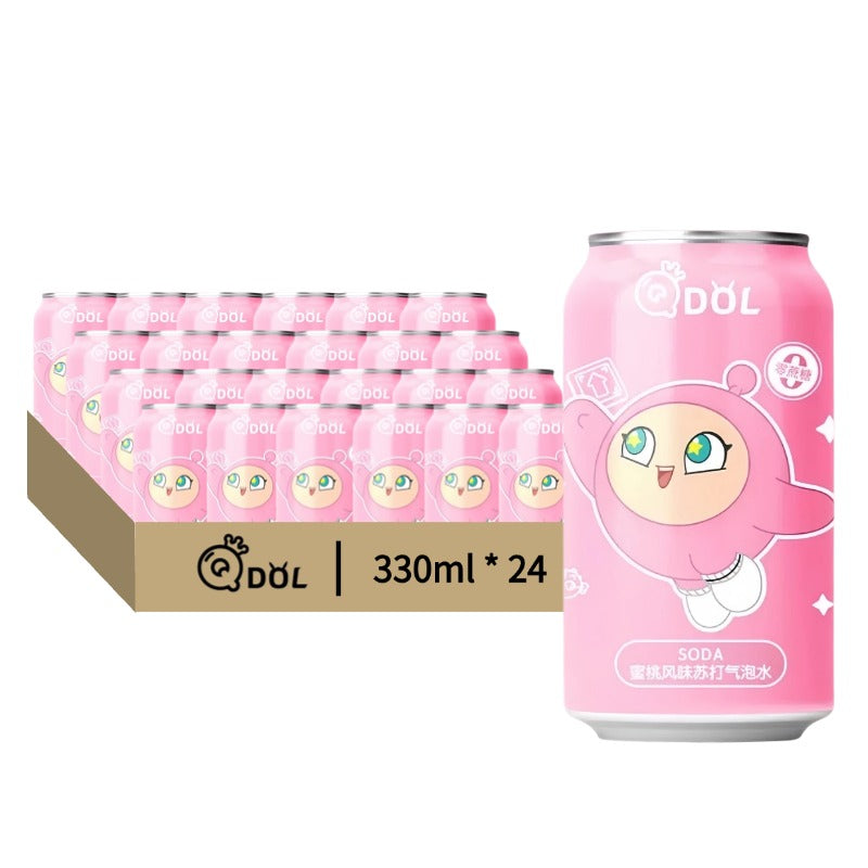 QDOL Soda pétillante saveur pêche 330 ml x 24
