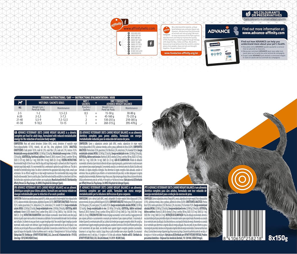 ADVANCE Aliment humide pour chien 8 x 150 g