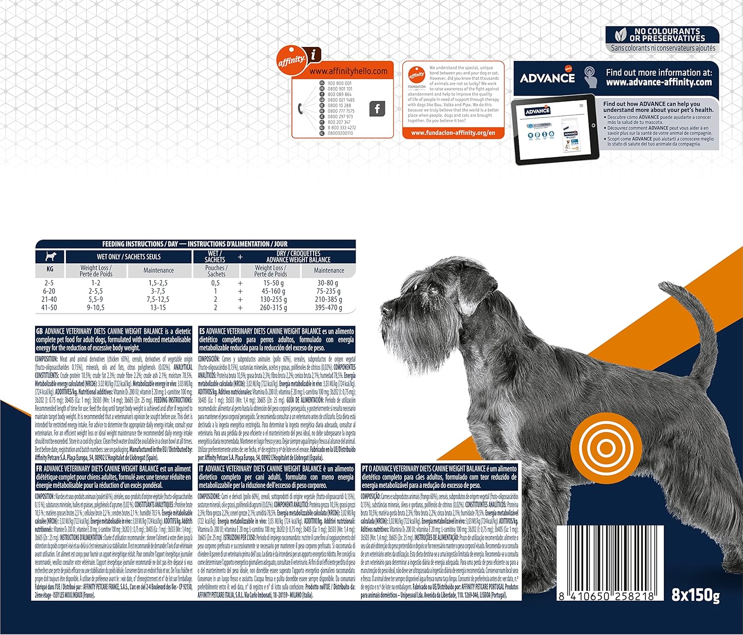 ADVANCE Aliment humide pour chien 8 x 150 g