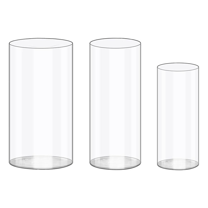 Yuejia Lot de 3 vases à fleurs cylindriques en plastique acrylique transparent incassable, 25 cm/9,8 po et 20 cm/7,8 po, compositions florales, centres de table de mariage, bricolage