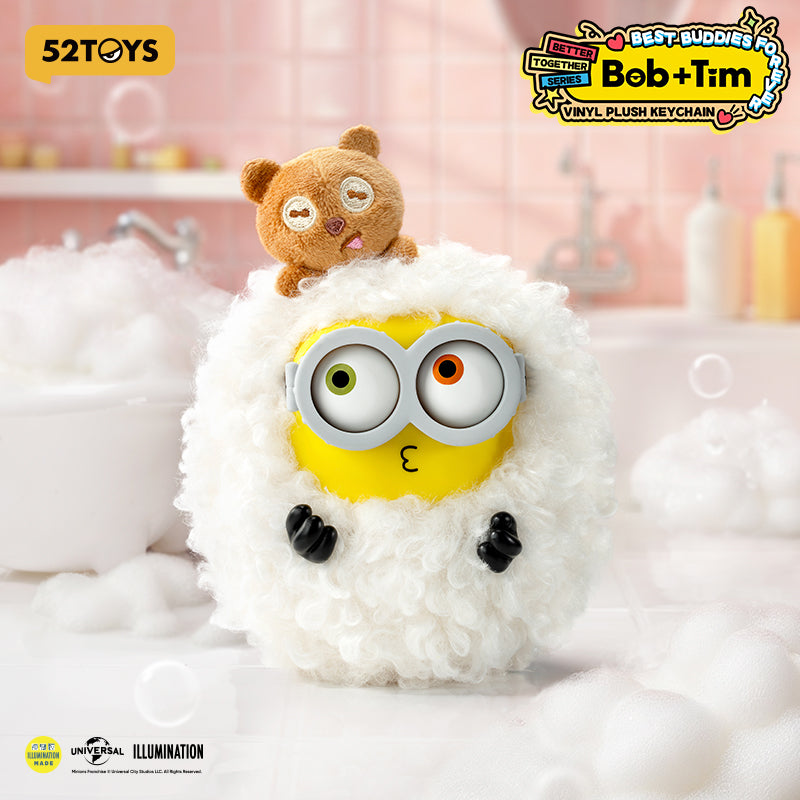 52TOYS Bob-Tim Série Minions - Amis ensemble - Pendentif en peluche en caoutchouc - Boîte mystère - Jouet tendance - Modèle aléatoire vendu à l'unité