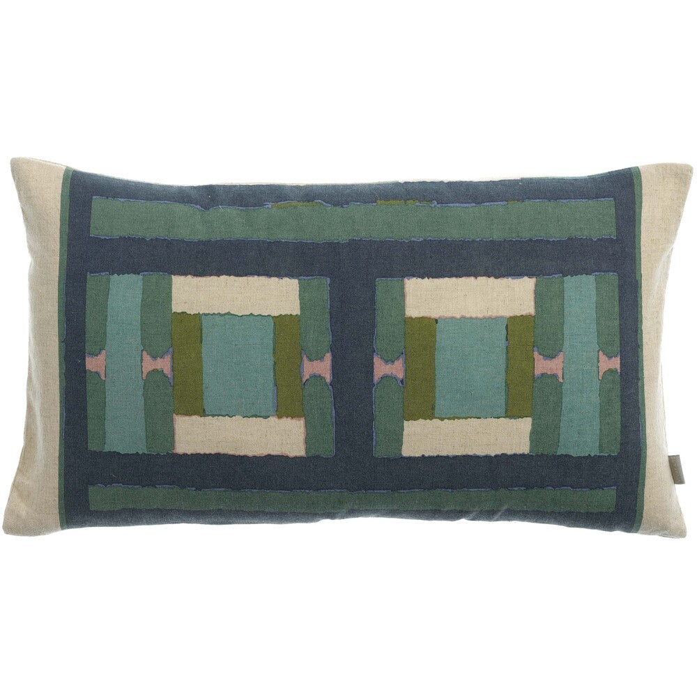 HOUSSE de COUSSIN IMPRIMEE TAHO VERT DE GRIS