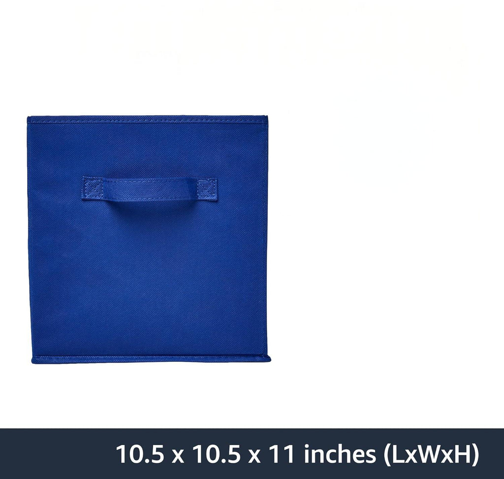ANQI Lot de 6 bacs de rangement cube pliables avec poignées en tissu Bleu Marine - 26,5 x 26,5 x 28 cm
