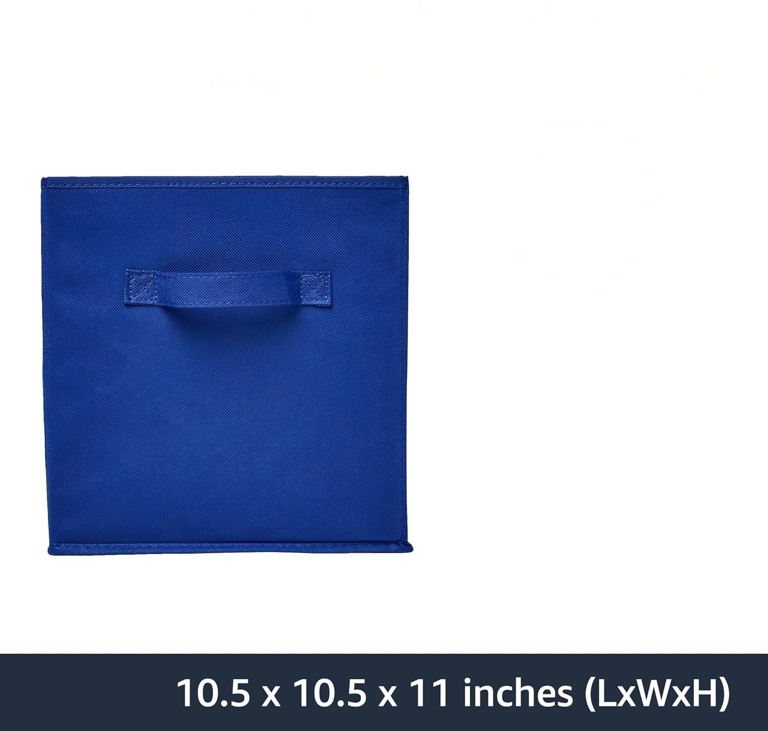 ANQI Lot de 6 bacs de rangement cube pliables avec poignées en tissu Bleu Marine - 26,5 x 26,5 x 28 cm