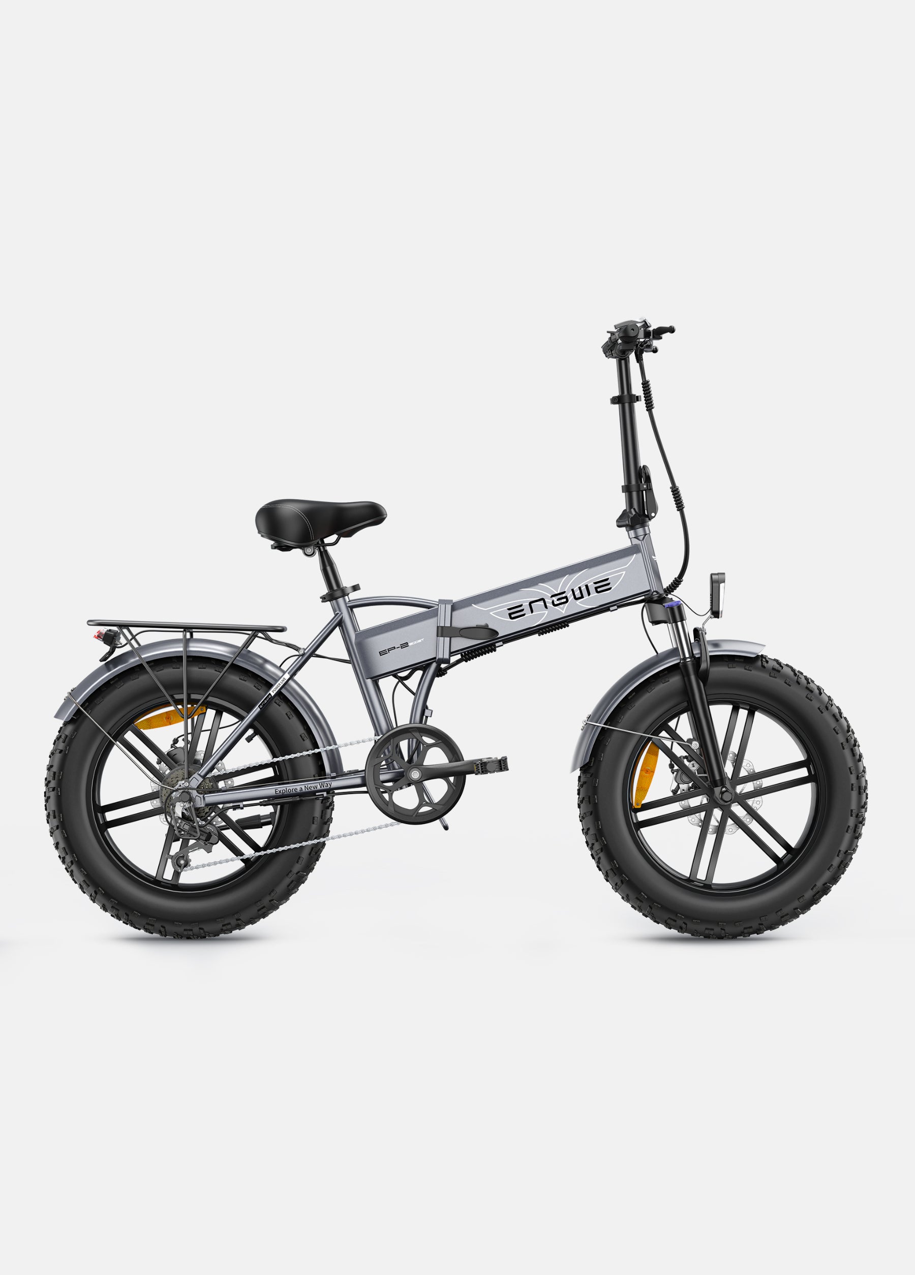 ENGWE EP-2 Boost Vélo électrique pliable avec batterie amovible 48 V 13 Ah, autonomie 120 km, pneus 50,8 x 10,2 cm, 7 vitesses, tous terrains - Gris