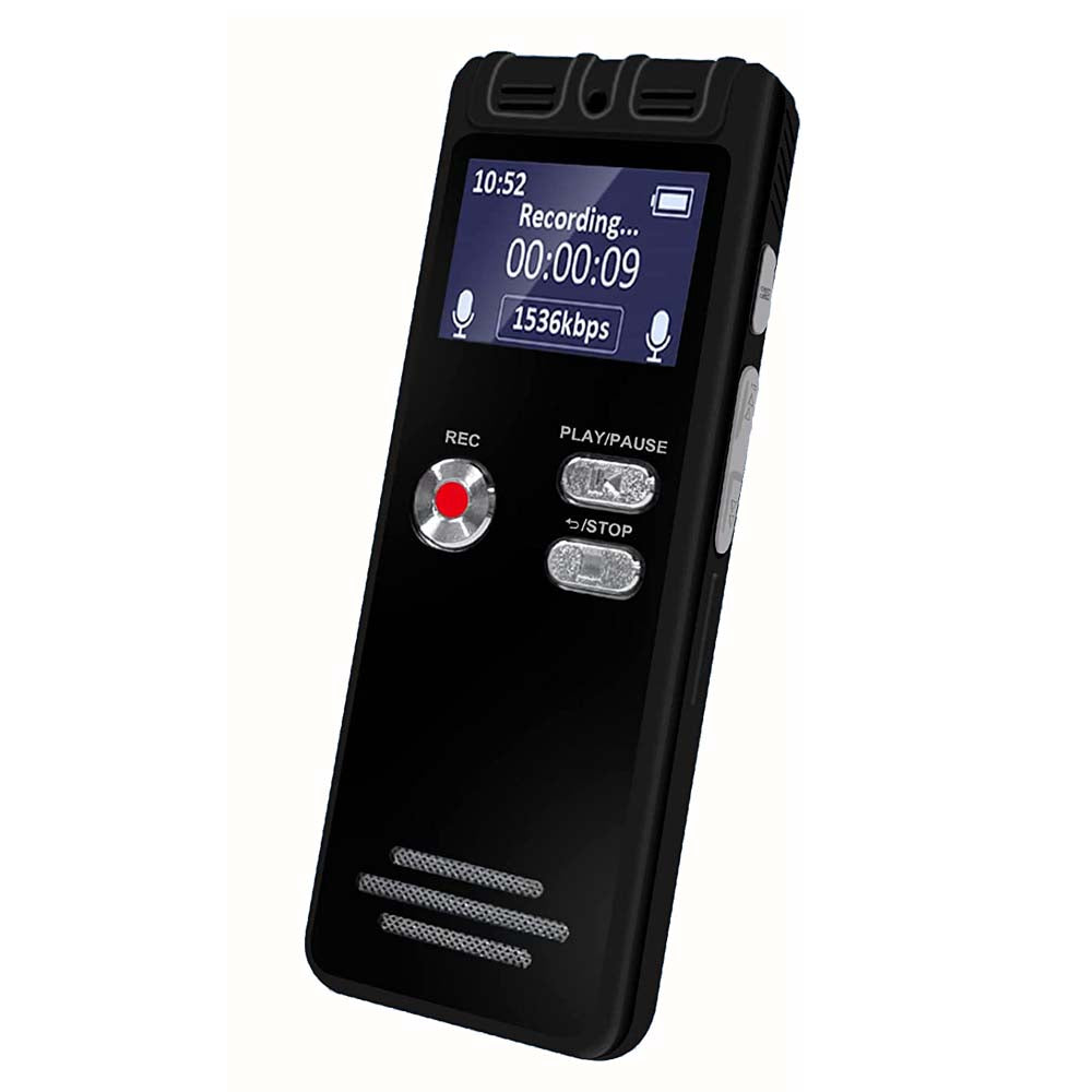 Rexsun Enregistreur vocal professionnel 64 Go – Enregistreur vocal professionnel avec réduction de bruit cristalline et double microphone HD (3072 Kbps), pour entretiens, réunions