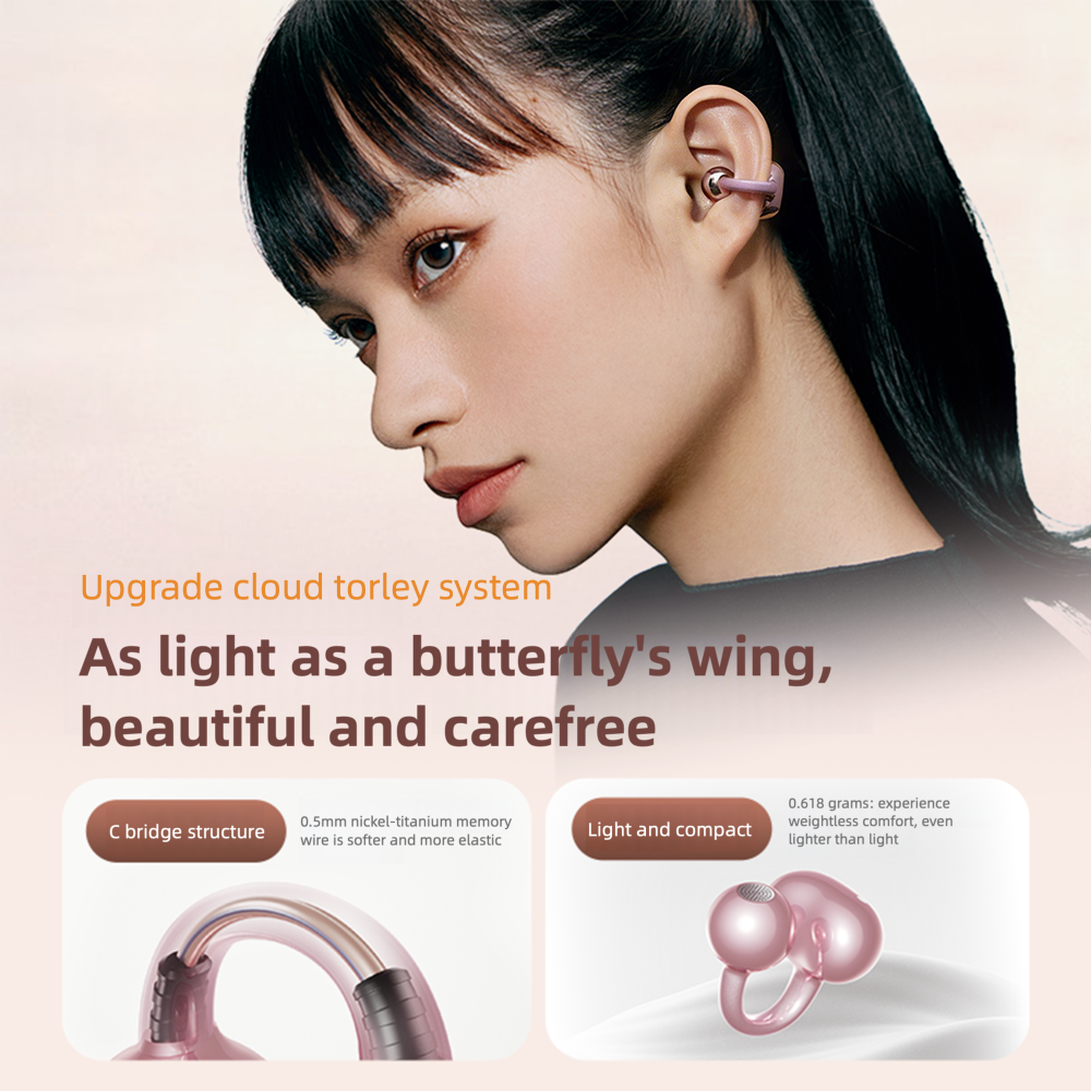 sanag S6S Nova Casque Bluetooth sans fil à clip d’oreille, nouvelle conception à conduction osseuse, circum-aural à arrière ouvert, pour le sport et la course, à réduction du bruit