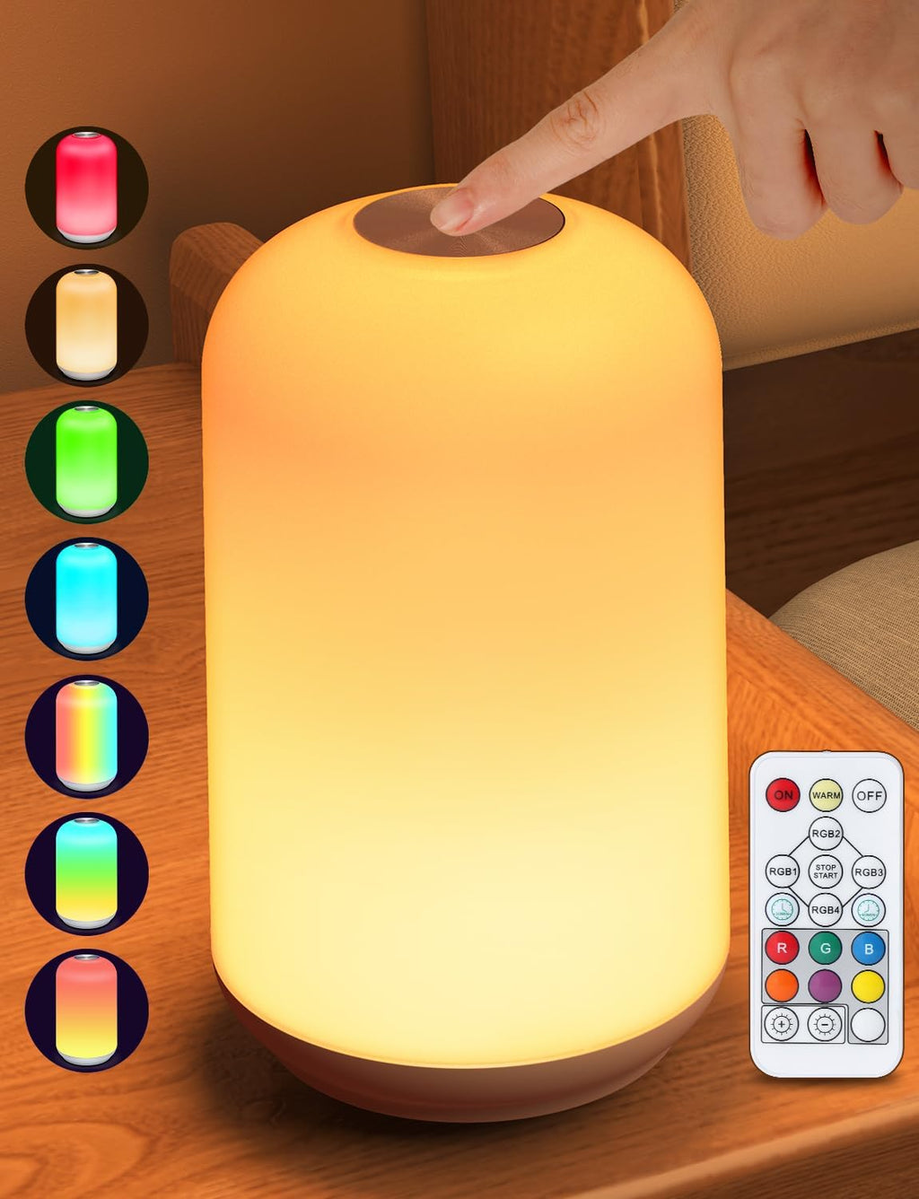 LIFX Veilleuse LED rechargeable avec 12 SMD LED, blanc chaud + 7 couleurs RGB, dimmable en continu, 1 W, 5 V–1 A, ABS + métal, pour chambre et chambre d'enfant