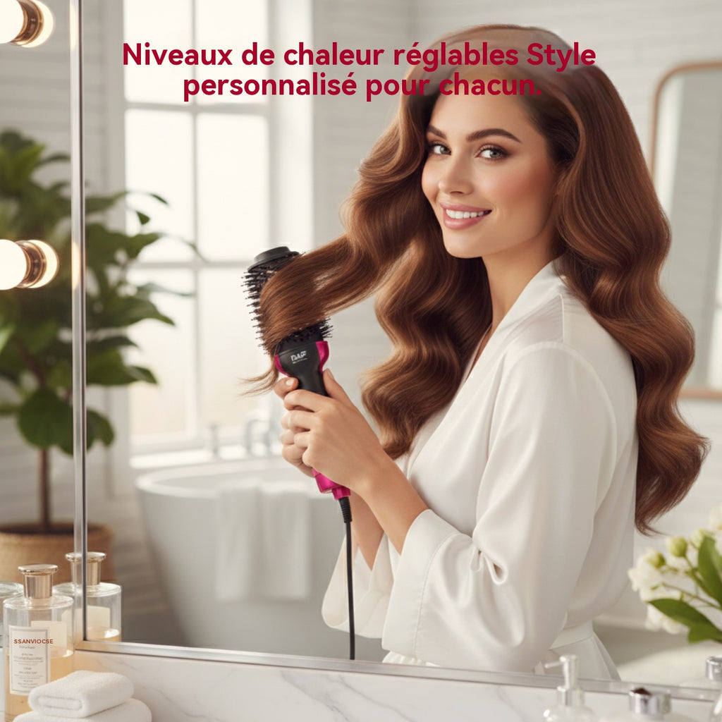 RAF Brosse soufflante 750 W, sèche-cheveux et volumisant en 1 étape, coiffante chauffante à échauffement rapide, pour femmes, coiffage lisse, effet salon à domicile