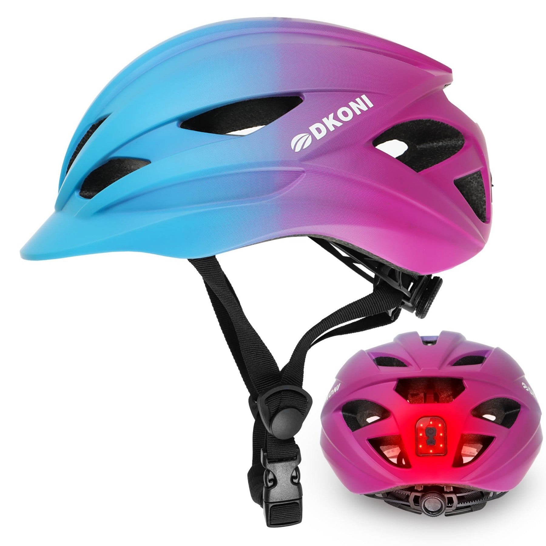 DKONI HS-086 Casque de vélo pour adulte avec lumière Bleu-violet M 55-58 cm
