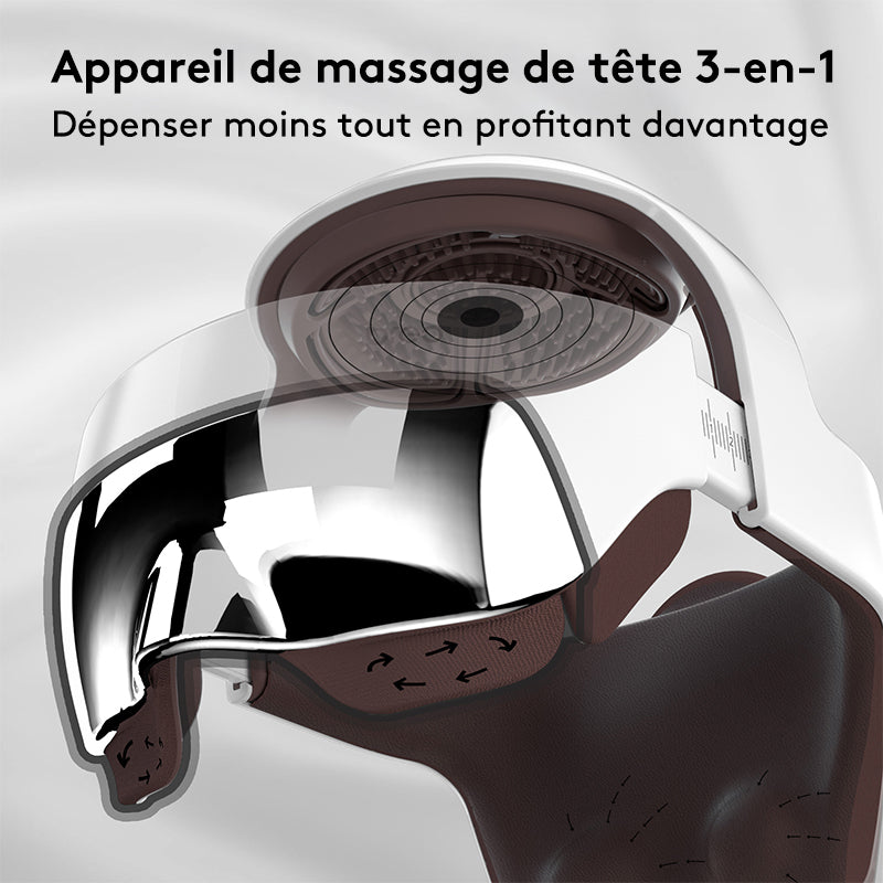 breo iDream5s appareil de massage intelligent pour la tête, massage chauffant par pétrissage et pression pour les yeux et le cou, casque de massage