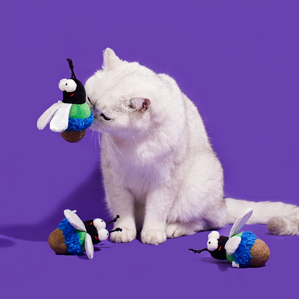 ZEZE Jouet pour chat avec herbe à chat en forme de moucheron vert