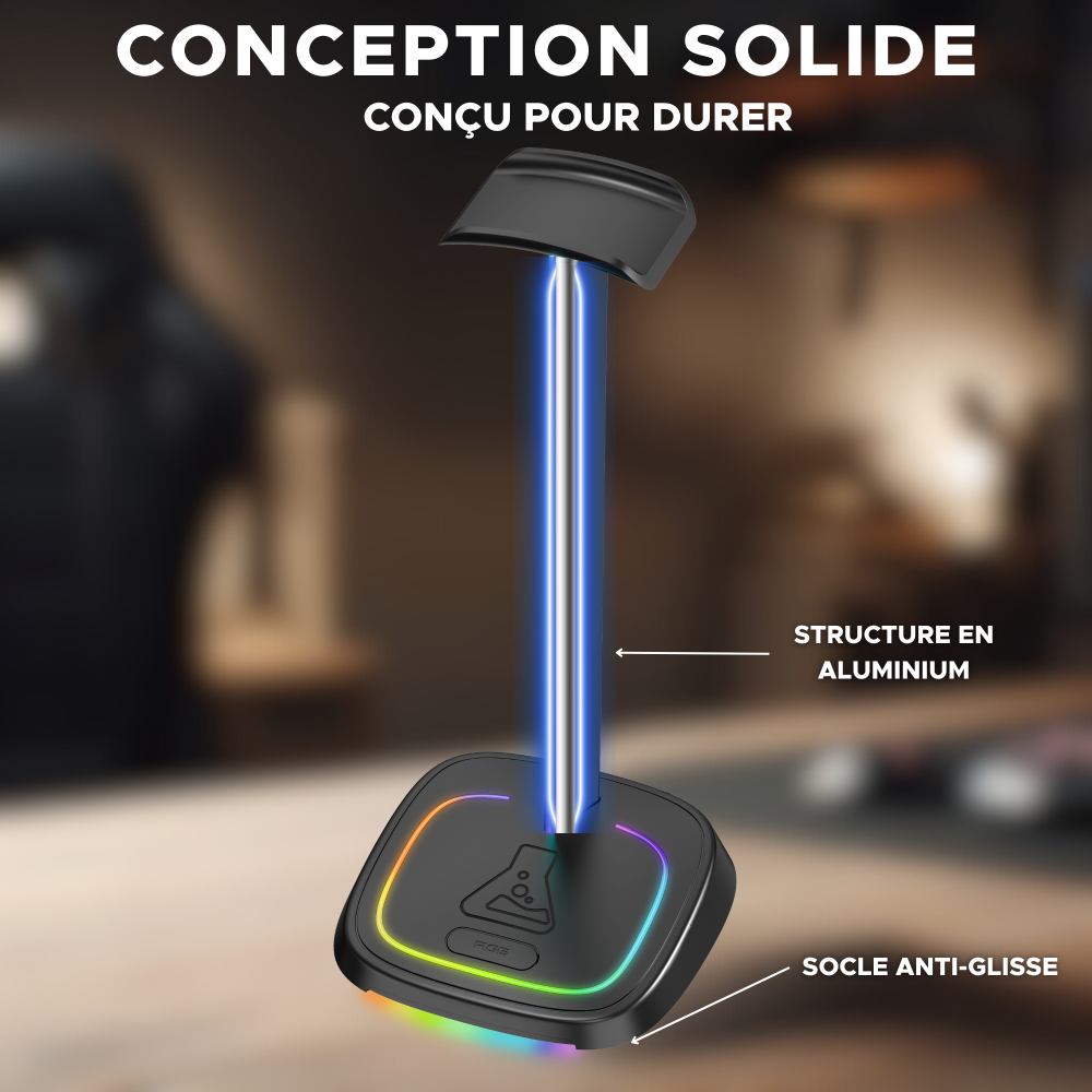 THE G-LAB K-Stand RGB Neon Support de Casque Gaming avec RGB - Noir