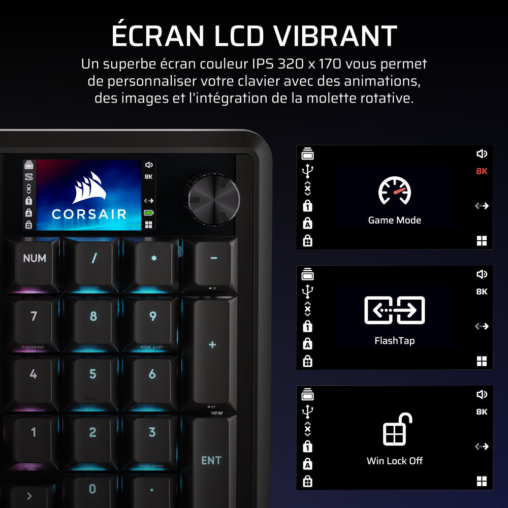 CORSAIR VANGUARD 96 Clavier Gaming Mécanique (MLX Plasma) sans fil RGB 96% - AZERTY - Noir