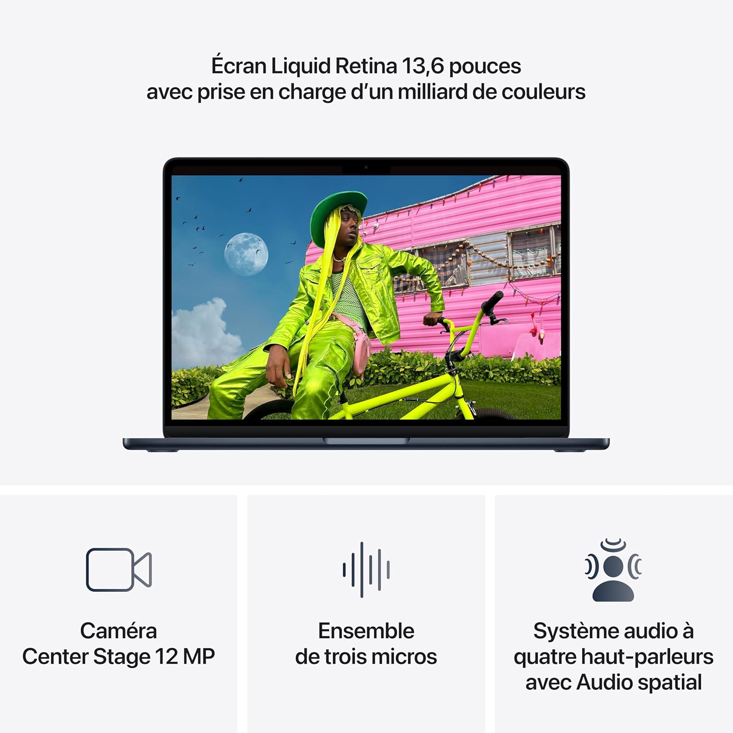 Apple MacBook Air 13 pouces Puce M5 CPU 10 cœurs GPU 10 cœurs 16 Go RAM 1 To SSD Minuit, AZERTY