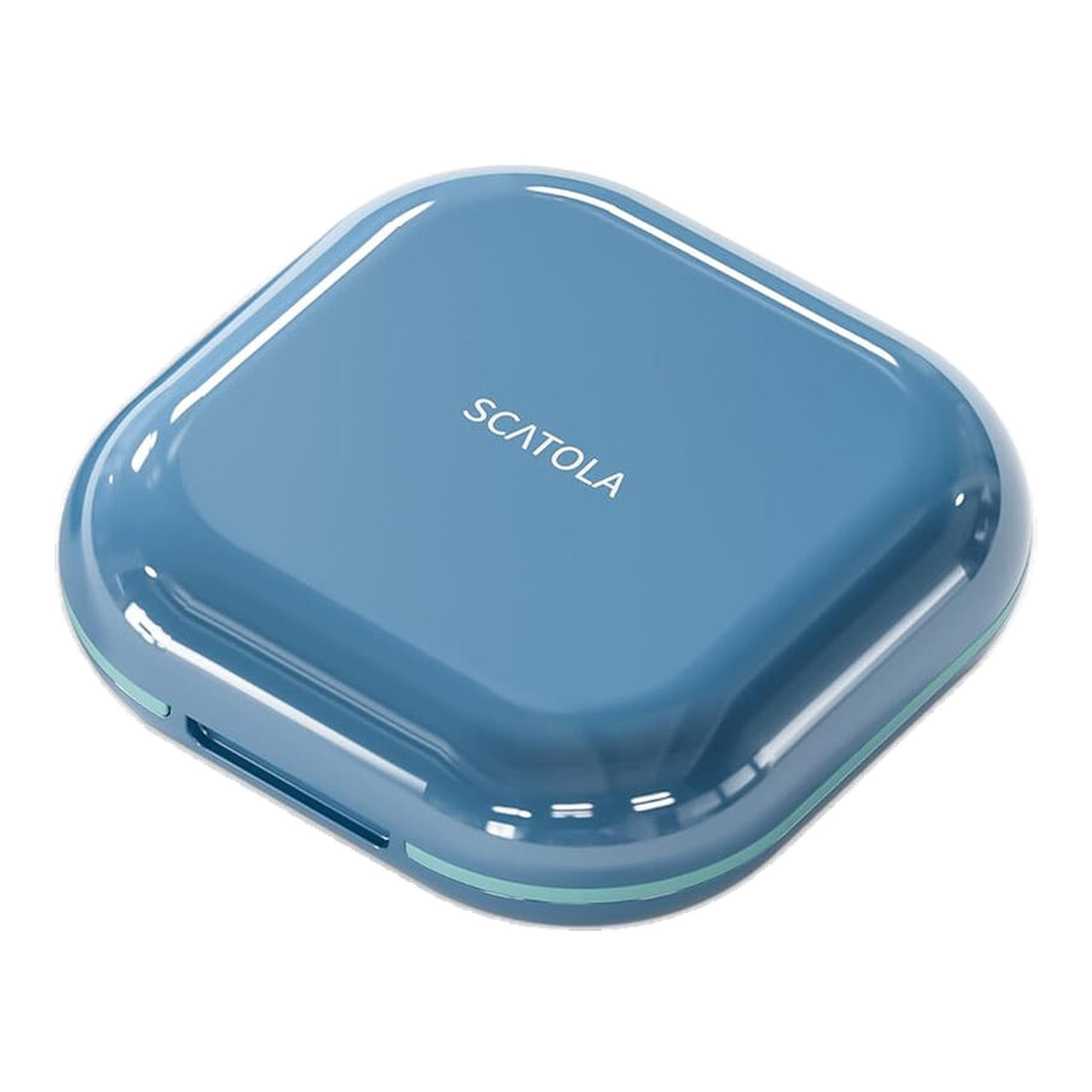GAONLY Petit pilulier de voyage, boîte à pilules, contenant pour sac à main 4 compartiments, étui compact quotidien pour vitamines médicaments Bleu