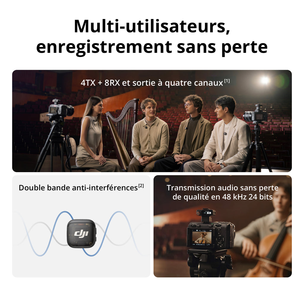 DJI Mic 3 1 TX + 1 RX Micro sans fil pour iPhone/appareil photo/Android, ultra-léger, contrôle d’amplification adaptatif pour un volume équilibré, jusqu’à 28 heures d’autonomie