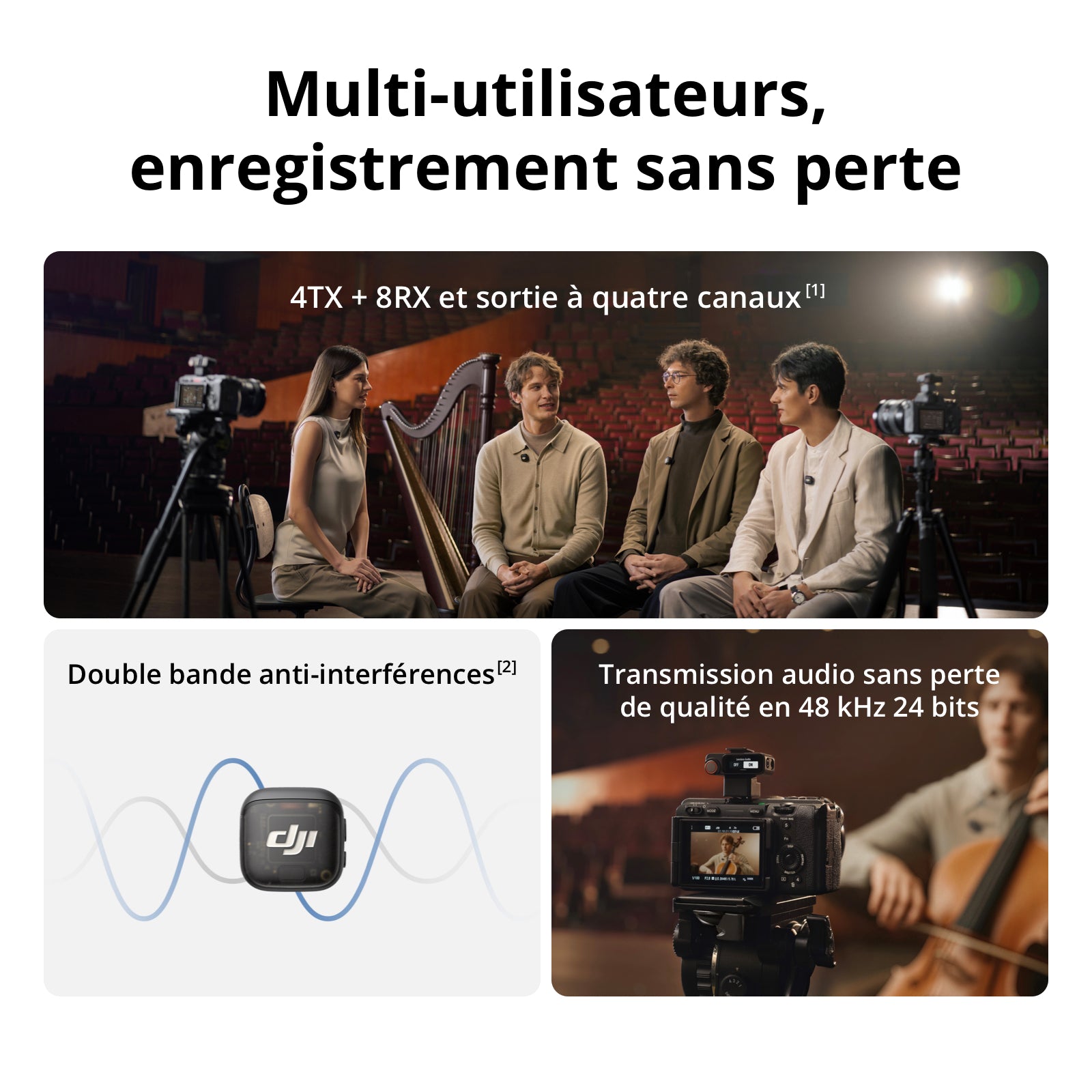 DJI Mic 3 1 TX + 1 RX Micro sans fil pour iPhone/appareil photo/Android, ultra-léger, contrôle d’amplification adaptatif pour un volume équilibré, jusqu’à 28 heures d’autonomie
