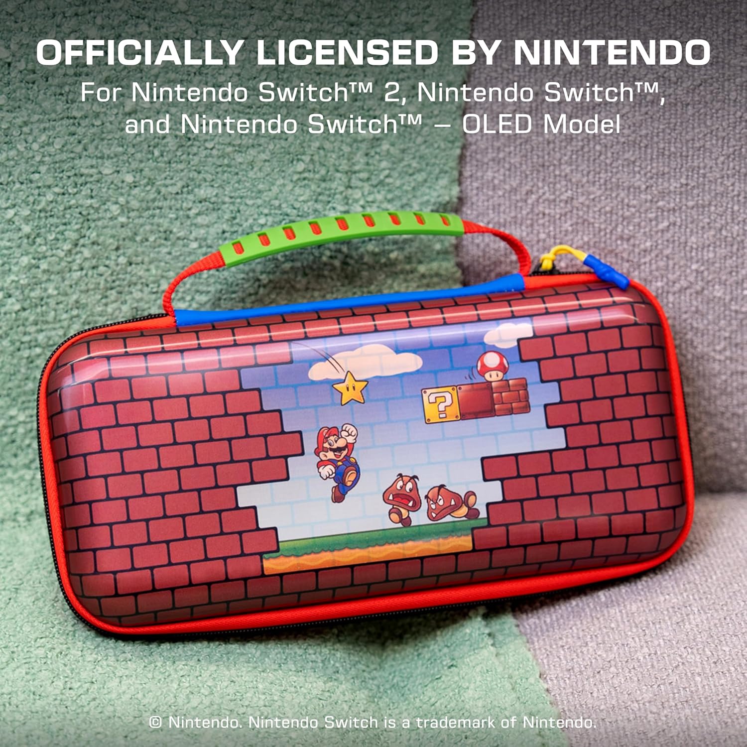 Turtle Beach Playtrek Étui de Transport pour Switch et Switch 2 - Édition Mario Bricks - Design Lenticulaire - sous Licence Officielle Nintendo