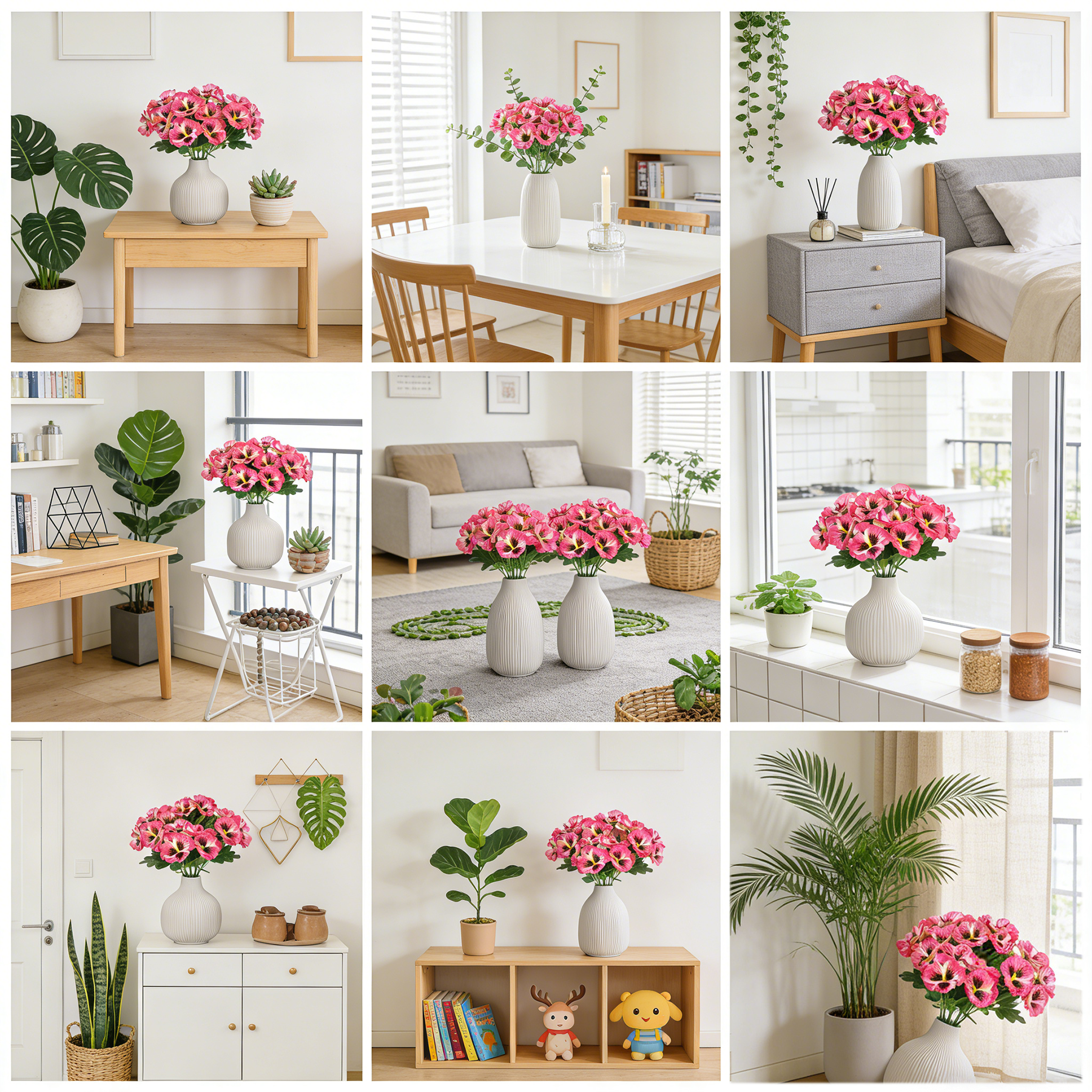 Yuejia Lot de 4 fleurs de pensées artificielles 11 po/28 cm, fleurs factices d'extérieur, plantes en plastique, fleurs artificielles en soie pour décoration de porche d'entrée, jardin
