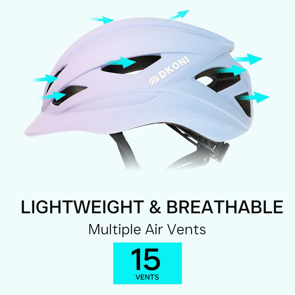 DKONI HS-086 Casque de vélo adulte avec lampe Rose-Bleu L 58-61 cm