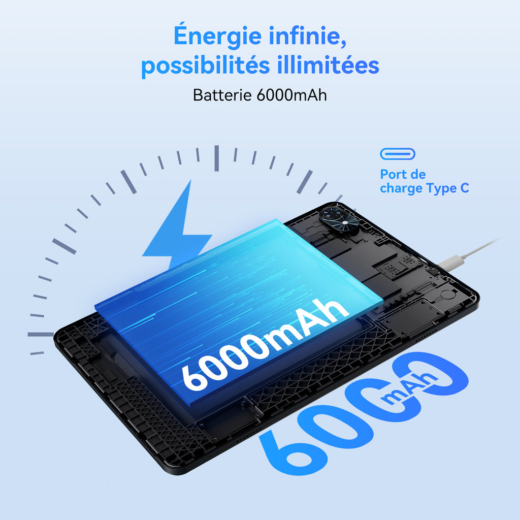TABWEE T80 Tablette Android 16, 10,5 pouces, 12 Go (4 + 8) de RAM + 64 Go de ROM, résolution de 1280 x 800 pixels