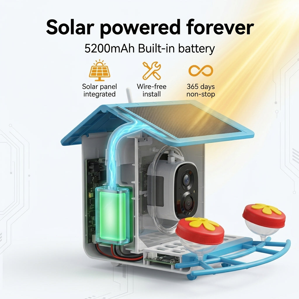 Blinkit Bird Villa - Mangeoire d’extérieur pour oiseaux 1,2 L, batterie 4400 mAh, caméra intelligente IA en nuage avec vision nocturne LED, audio bidirectionnel