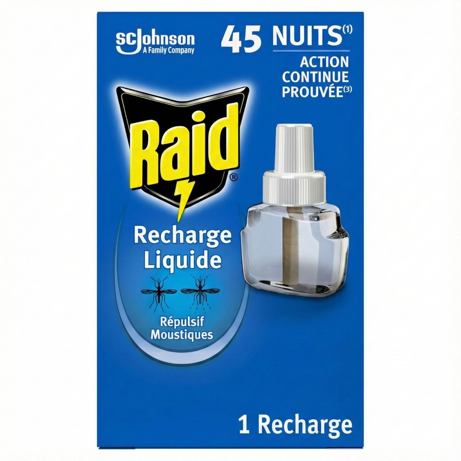 Raid Max Recharge Répulsif Anti-moustiques Action Continue, Sans Parfum, 45 Nuits, 32 ml