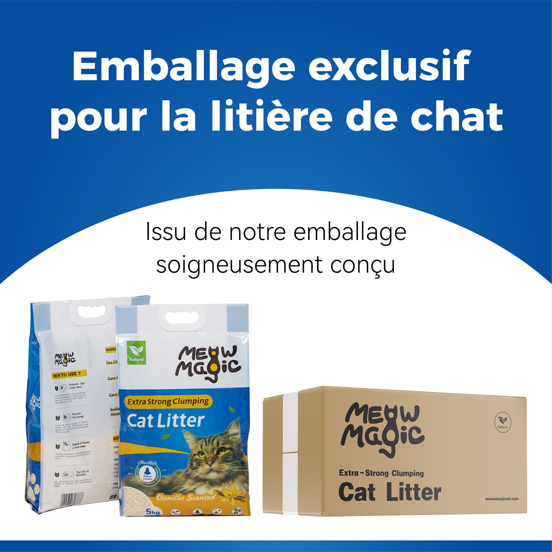 Meowmagic Litière pour chat à base de plantes (Tofu mixte) 5 kg