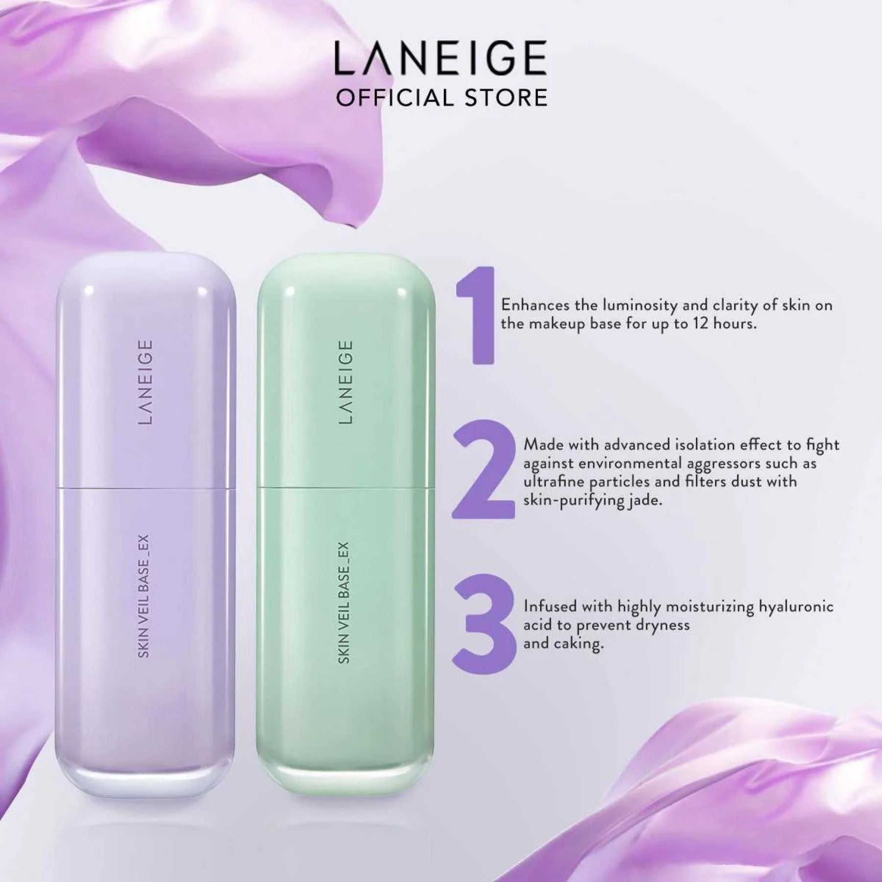 Laneige Base voile de peau EX SPF 28 PA++ teinte #40 Violet Pur 30 ml