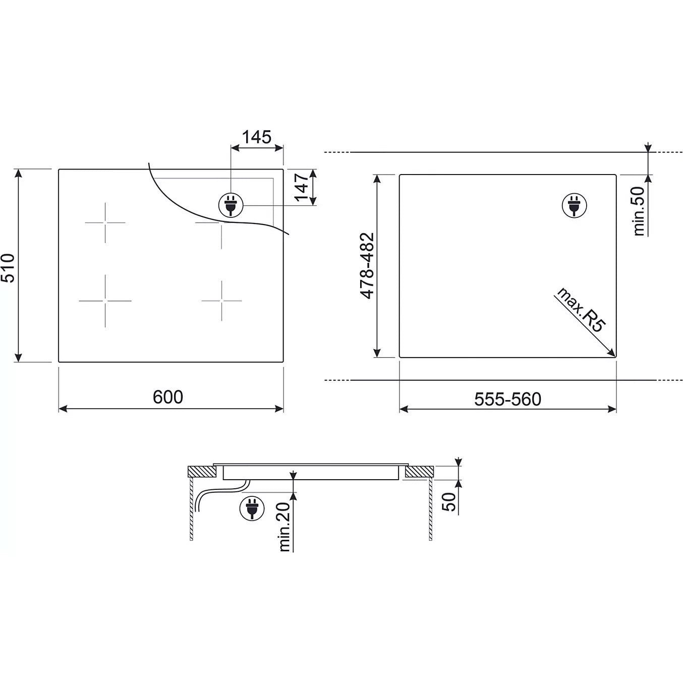SMEG SI1M4644D Plaque à induction 4 zones