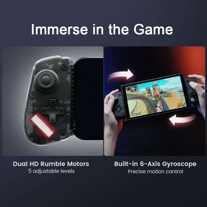 GameSir X5s Manette de jeu Bluetooth pour Switch 2/Android/iOS/PC, manette pour smartphone avec joystick à effet Hall, double moteurs de vibration HD