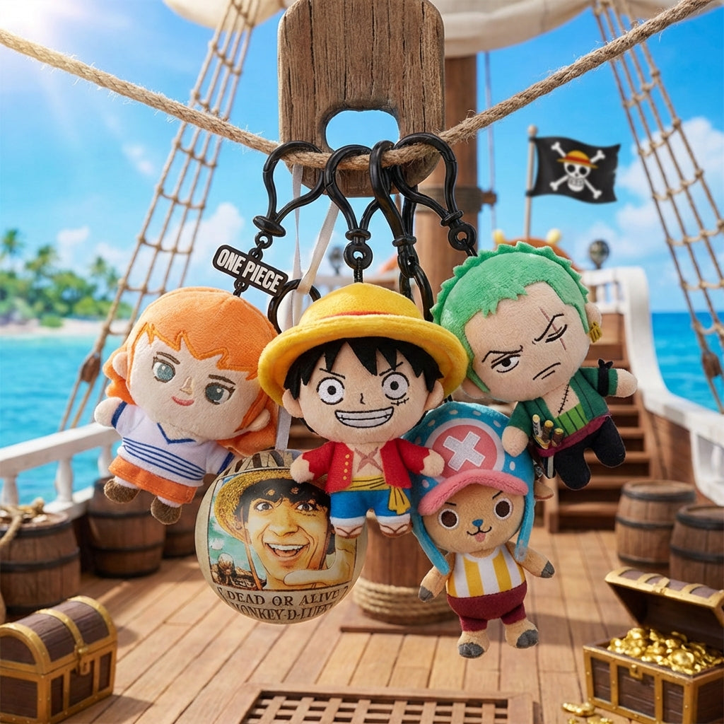 Netflix One Piece Porte-clés en peluche Luffy Taille unique 1 pc Collection de marchandises authentiques Cadeau pour les fans