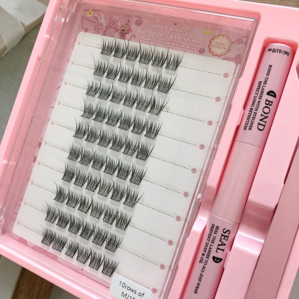 MEOMAGIC Kit d’extensions de cils 10 lignes - 12 pièces par ligne avec pinces à épiler et colle - F17