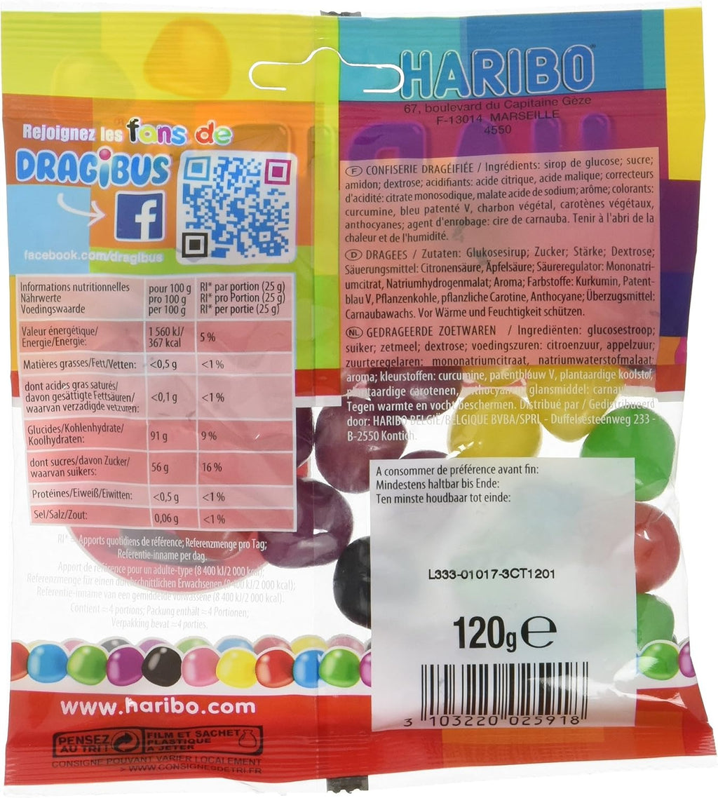 Haribo Dragibus bonbons dragées aux fruits tendres, 120 g