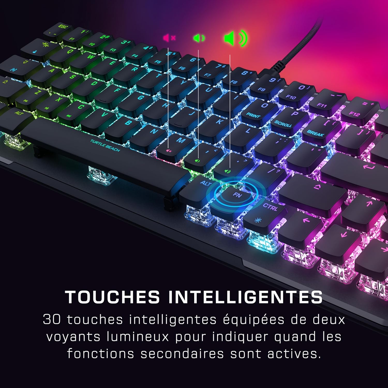 Turtle Beach Vulcan II Mini Clavier de Jeu Mécanique (Switch Optique Titan II) Filaire RGB, 65 % - AZERTY - Noir