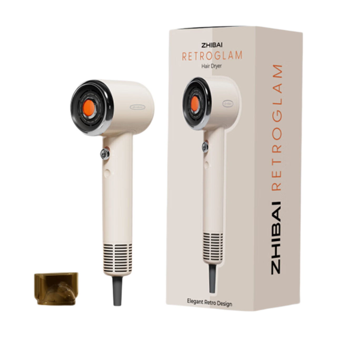 ZHIBAI Sèche-cheveux rétro haute vitesse, Usage domestique, 250 millions d’ions positifs et négatifs pour la protection des cheveux, Faible niveau sonore, Grande puissance 1400 W