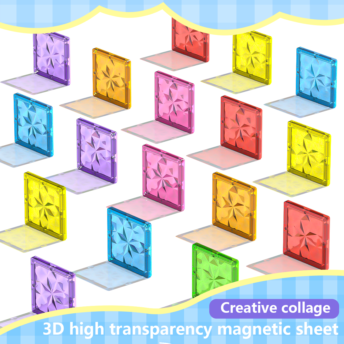 XINQIYUAN Briques Magnétiques 3D Diamant 5,5cm 28pcs Jouet Éducatif STEM pour Enfants Surface Diamant Compatible avec Tubes Magnétiques [Mélange Aléatoire – Couleurs issues uniquement de la photo prin