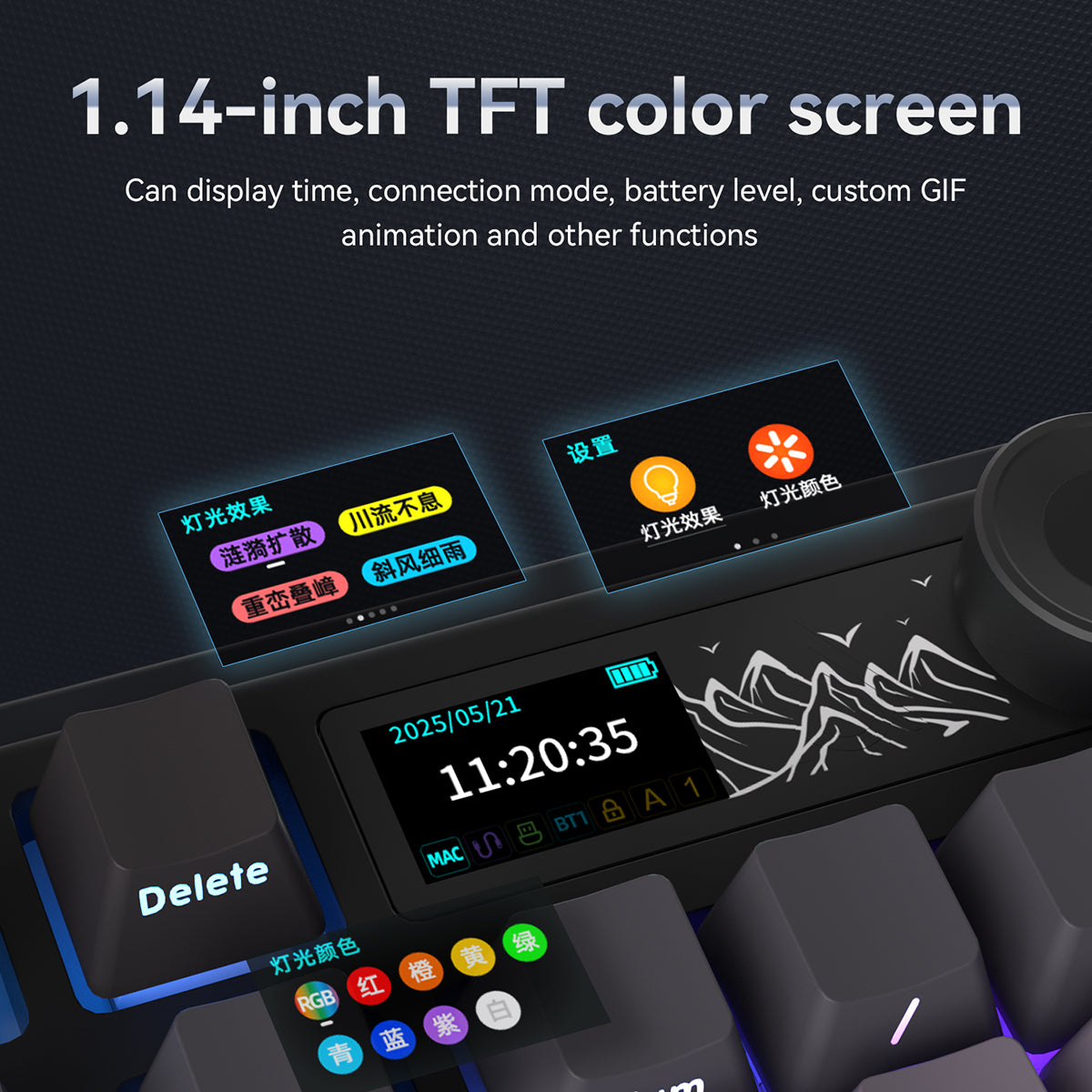 AJAZZ AK980 V2 clavier mécanique sans fil, disposition QWERTY 98 % interchangeable à chaud pour jeu, batterie 10000 mAh, filaire/Bluetooth/2,4G, éclairage RVB